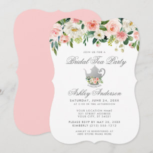 Floral rose Fête des mariées Tea Party Invitation