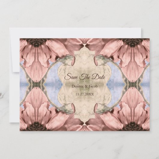 Floral Rose Gold Blush Pink Save The Date Aankondiging (Voorkant)