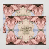 Floral Rose Gold Blush Pink Save The Date Aankondiging (Voorkant / Achterkant)
