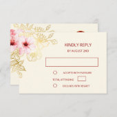 Floral Rose Gold Mariage chinois RSVP (Devant / Derrière)