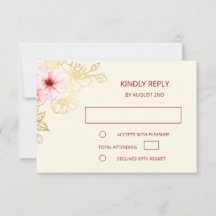 Floral Rose Gold Mariage chinois RSVP