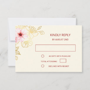 Floral Rose Gold Mariage chinois RSVP