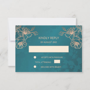 Floral Rose Gold Mariage Turquoise RSVP