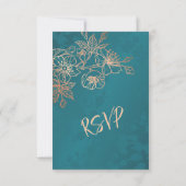 Floral Rose Gold Teal Wedding RSVP (Dos)