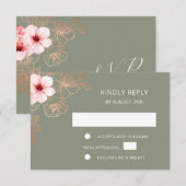 Floral Rose Gold Wedding RSVP (Devant / Derrière)
