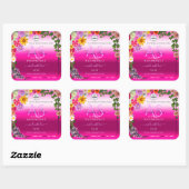 Floral rose Gradient Produit Étiquettes Monogramme (Feuille)