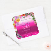 Floral rose Gradient Produit Étiquettes Monogramme (Enveloppe)