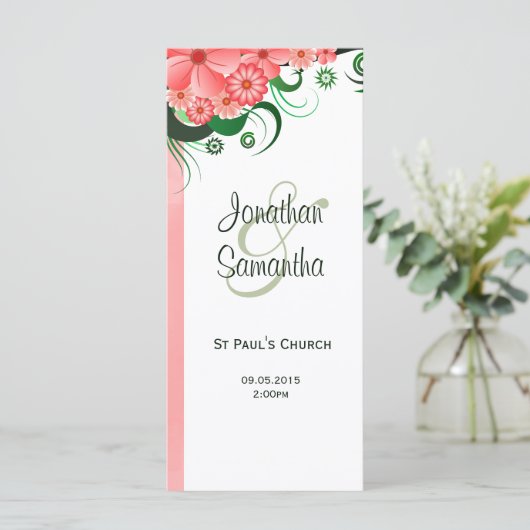 Floral rose Hibiscus Programme de mariage Carte Mo (Debout devant)