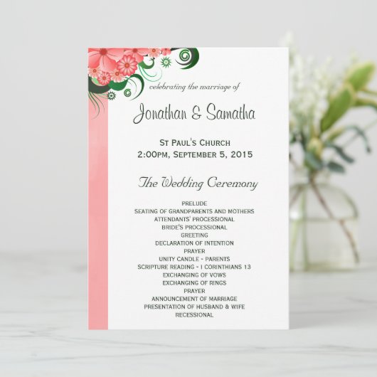 Floral rose Hibiscus Programme de mariage Modèles (Debout devant)
