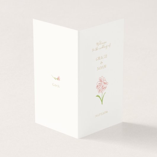 Floral Rose ivoire plié programme de mariage de ca (Outside)