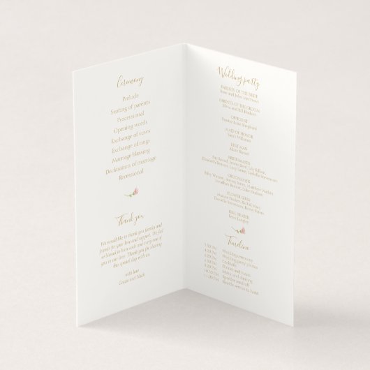 Floral Rose ivoire plié programme de mariage de ca (Inside)