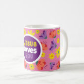 Floral rose Jésus t'aime Mug café (Devant droit)