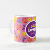 Floral rose Jésus t'aime Mug café (Devant gauche)
