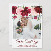 Floral rose mariage Faire-part Bourgogne (Devant)