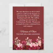 Floral rose mariage Faire-part Bourgogne (Dos)