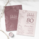Floral rose mauve Surprise 80e anniversaire<br><div class="desc">Floral rose mauve surprise fête de 80ème anniversaire. Le design féminin minimaliste présente des accents botaniques et des caractères typographiques. Carte invitation florale parfaite pour une célébration anniversaire surprise femme élégante.</div>