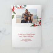 Floral rose moderne Joyeux Carte photo de Noël (Intérieur)