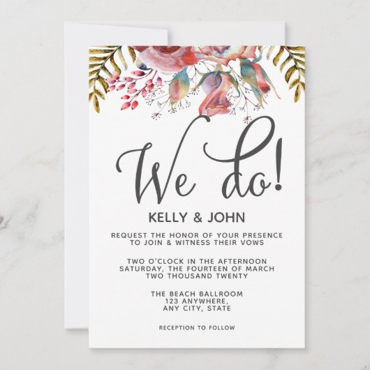 Floral rose moderne Nous faisons Faire-part de mar (Devant)