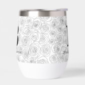 Floral Rose Monogram Wedding Black And White  (Gauche)