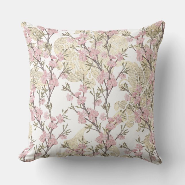 Floral rose/or/ Coussin à points Polka (Recto)