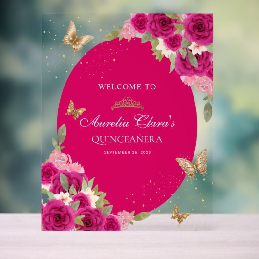 Floral rose or Tiara Butterfly Quinceañera (Neutre)