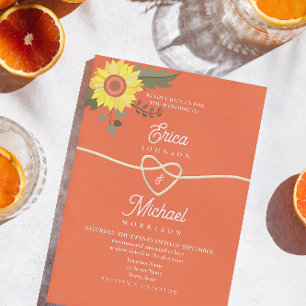 Floral rose orange Faire-part de mariage