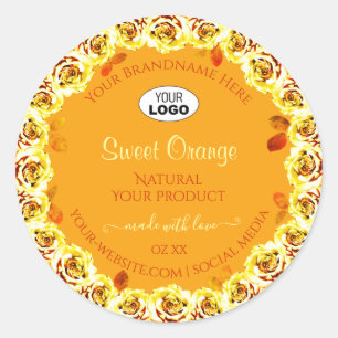 Floral Rose Orange Jaune Produit Étiquettes Ajoute
