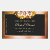 Floral Rose orange marbre rouge noir Étiquette de  (Devant)