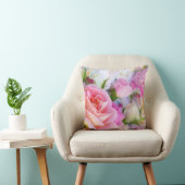 Floral rose - Oreiller à lancer monogramme (Chaise)