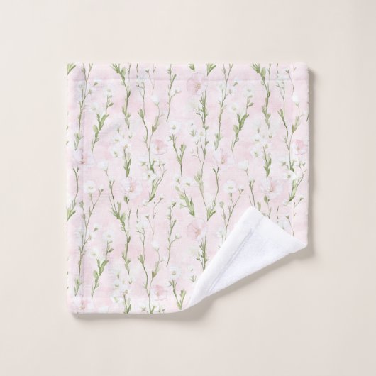 Floral rose pâle (Gant de toilette)