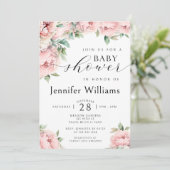Floral rose peony fille baby shower invitation (Debout devant)