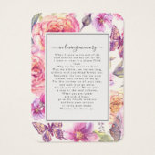 Floral rose photo Funeral carte de poème (Dos)