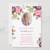 Floral rose | Photo Invitation Anniversaire (Devant)