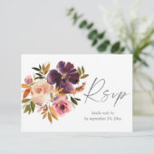 Floral rose pourpre et blanc avec carte RSVP de re (Debout devant)