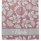 Floral rose poussiéreux - rideau de douche monogra (Devant)