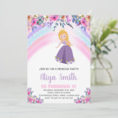 Floral rose princesse Invitations d'anniversaire (Debout devant)