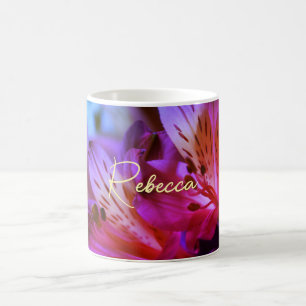 Floral Rose Purple Lys Nom Personnalisable Mug