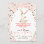 Floral rose Quelques Filles De Lapin Invitation An (Devant / Derrière)