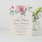 Floral Rose rose roux Faire-part de mariage Bourgo (Debout devant)
