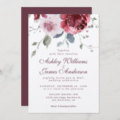 Floral Rose rose roux Faire-part de mariage Bourgo (Devant / Derrière)