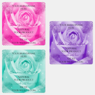 Floral Rose rose violet violet Turquoise Étiquette