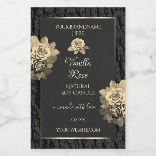 Floral Rose Rustique Black Tree Bark Étiquettes de (Étiquettes simples)