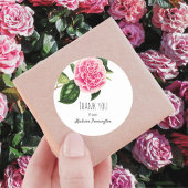 Floral rose | Sticker rond classique Merci