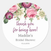 Floral rose | Stickers Fête des mariées Merci (Devant)