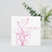 Floral rose sur invitation Bat mitzvah blanche (Debout devant)
