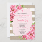 Floral rose + toile invitation de la première comm (Devant)