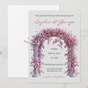 Floral rose vintage gris doux faire-part de mariag