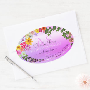 Floral rose violet dégradé Étiquette de produit Mo