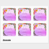 Floral rose violet Étiquette de produit Monogramme (Feuille)