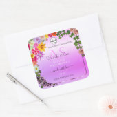 Floral rose violet Étiquette de produit Monogramme (Enveloppe)